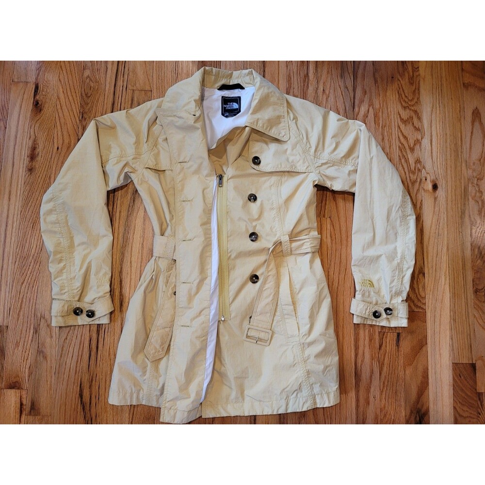 The North Face Women's Hyvent Mustard Yellow trench coat jacket size Medium Belt - Picture 4 of 10